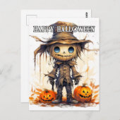 Happy Halloween | Niedlich Ragdoll Scarecrow Postkarte (Vorne/Hinten)
