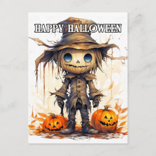 Happy Halloween Niedlich Ragdoll Scarecrow Postkarte