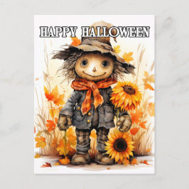 Happy Halloween | Niedlich Ragdoll Scarecrow Postkarte