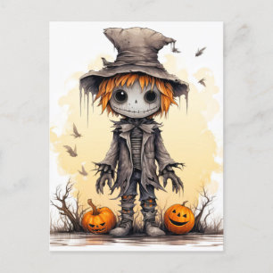 Happy Halloween   Niedlich Scarecrow Ragdoll Postkarte