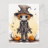 Happy Halloween | Niedlich Scarecrow Ragdoll Postkarte (Vorderseite)