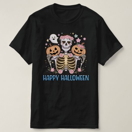 Happy Halloween Niedlich Skeleton T-Shirt (Design vorne)