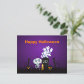 Happy Halloween Niedlich Skelett und Geister Postkarte (Stehend Vorderseite)