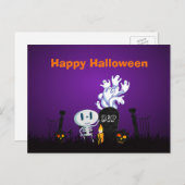Happy Halloween Niedlich Skelett und Geister Postkarte (Vorne/Hinten)