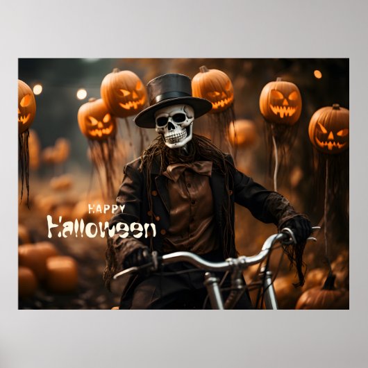 Happy Halloween Niedlich Skelett und Kürbis Poster (Vorne)