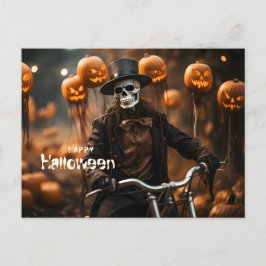 Happy Halloween Niedlich Skelett und Kürbis Postkarte