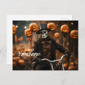 Happy Halloween Niedlich Skelett und Kürbis Postkarte (Vorne/Hinten)