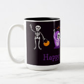 Happy Halloween Niedlich Skelette Zweifarbige Tasse (Links)