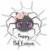 Happy Halloween Niedlich Spider mit Rose Aufkleber (Vorderseite)