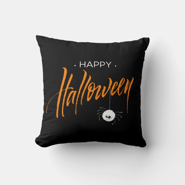 Happy Halloween Niedlich Spider Throw Kissen (Vorderseite)