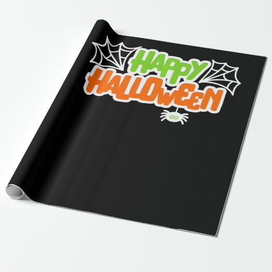 Happy Halloween Niedlich Spider Web Geschenkpapier (Ungerollt)