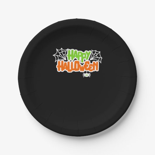 Happy Halloween Niedlich Spider Web Pappteller (Vorderseite)