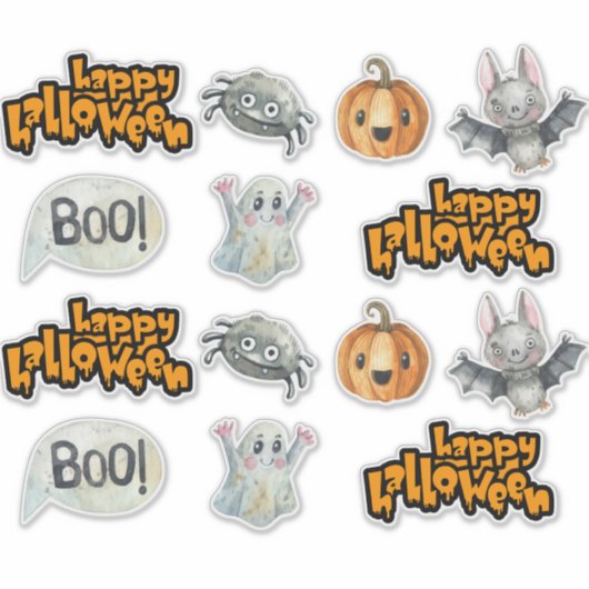Happy Halloween Niedlich Spooky Sticker Set (Vorderseite)