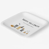 Happy Halloween Niedlich Spooky Watercolor Familie Pappteller (Gewinkelt)