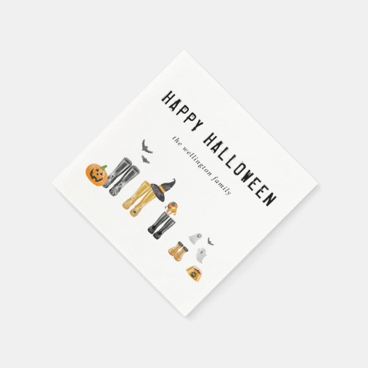 Happy Halloween Niedlich Spooky Watercolor Familie Serviette (Ecke)