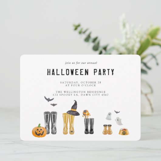 Happy Halloween Niedlich Spooky Watercolor Party Einladung (Stehend Vorderseite)