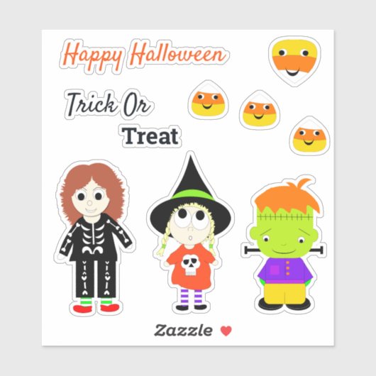 Happy Halloween Niedlich Trick oder Treat Aufkleber (Blatt)