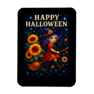 Happy Halloween Niedlich Witch Broomstick Magnet