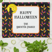 Happy Halloween Niedlich Witch Candy Corn Muster Geschirrtuch (Gefaltet)