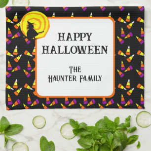 Happy Halloween Niedlich Witch Candy Corn Muster Geschirrtuch