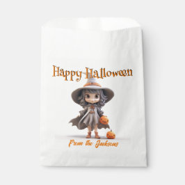 Happy Halloween NIEDLICH WITCH in GRAY HAT & DRESS Geschenktütchen