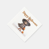 Happy Halloween NIEDLICH WITCH in GRAY HAT & DRESS Serviette (Ecke)