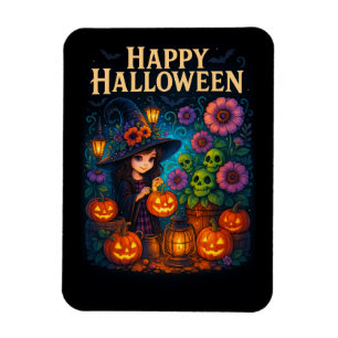 Happy Halloween Niedlich Witch Pumpkin Magnet