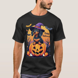 Happy Halloween Niedliche Dackel in Hexenhut T-Shirt