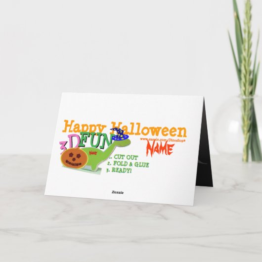 Happy Halloween Niedliche Dinosaurier 3D Cut & Fol Karte (Rückseite)
