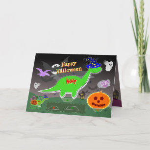 Happy Halloween Niedliche Dinosaurier 3D Cut & Fol Karte