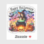 Happy Halloween - Niedliche Hexe, Magie und Fleder Aufkleber (Blatt)