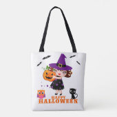 Happy Halloween niedliche Hexe Tasche (Rückseite)