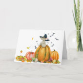 Happy Halloween niedliche Hexenmaus Karte (Vorderseite)