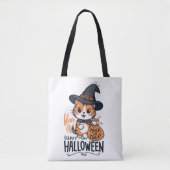 Happy Halloween - Niedliche Katze mit Trick oder T Tasche (Vorderseite)
