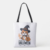 Happy Halloween - Niedliche Katze mit Trick oder T Tasche (Rückseite)