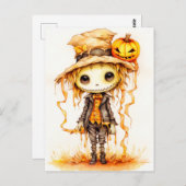 Happy Halloween | Niedliche Kleine Vogelscheuche Postkarte (Vorne/Hinten)
