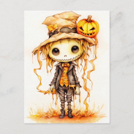 Happy Halloween | Niedliche Kleine Vogelscheuche Postkarte (Vorderseite)