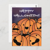 "Happy Halloween" Niedliche KürbispappIllustration Postkarte (Vorne/Hinten)