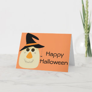 Happy Halloween Niedliche Scarecrow und Spider Karte