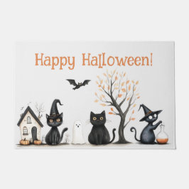 "Happy Halloween" Niedliche Schwarze Katzen Fußmatte
