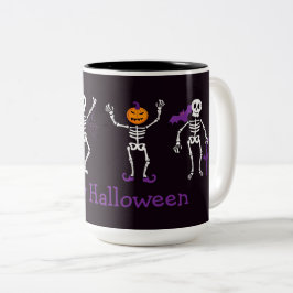 Happy Halloween Niedliche Skelette Zwei-Tone-Kaffe Zweifarbige Tasse