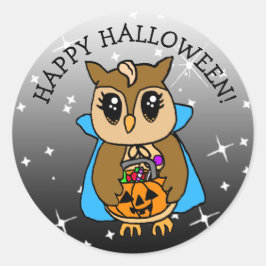 Happy Halloween Niedliche Whimsical Owl mit Candy Runder Aufkleber