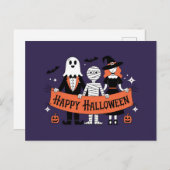 Happy Halloween | Niedlicher Geist, Mama und Hexe Postkarte (Vorne/Hinten)