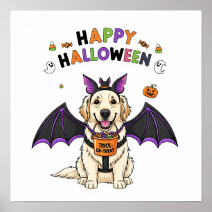 Happy Halloween Niedlicher Hundeschlitten Trick-od Poster