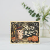 Happy Halloween Niedlicher Igel Postkarte (Stehend Vorderseite)