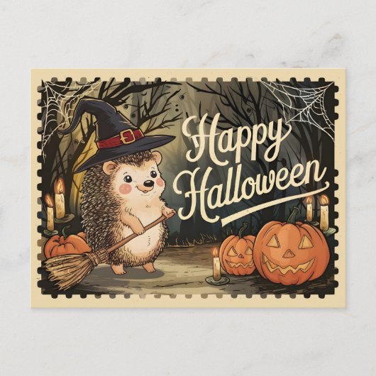Happy Halloween Niedlicher Igel Postkarte (Vorderseite)