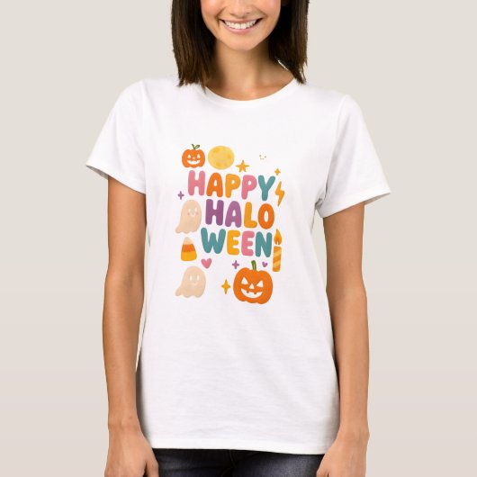 Happy Halloween - Niedlicher Kawaii Spooky T - Shi T-Shirt (Vorderseite)