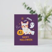 Happy Halloween Niedlicher Mummy Hund Postkarte (Stehend Vorderseite)