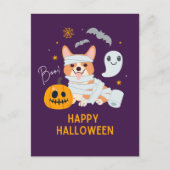 Happy Halloween Niedlicher Mummy Hund Postkarte (Vorderseite)