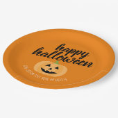 Happy Halloween - Niedlicher Pumpkin Jack-o-Lanter Pappteller (Schrägansicht)